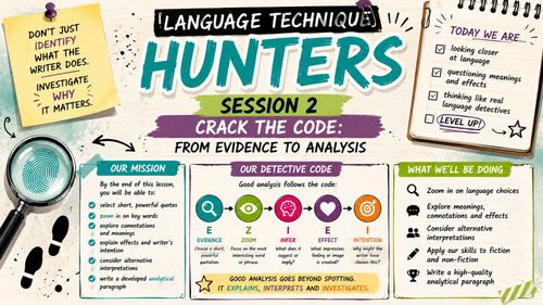 Language Technique Hunters Session 2 – Developing Language Analysis | GCSE English Language