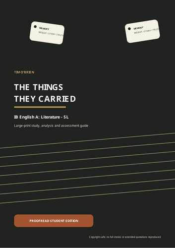 IB ENGLISH   SL study and assessment guide to Tim O'Brien's The Things They Carried