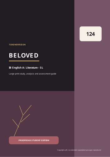 IB ENGLISH  SL study and assessment guide to Toni Morrison’s Beloved.