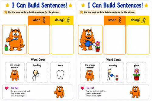 Draft Colourful Semantics Pack Inspired by The Colour Monster | Sentence Building