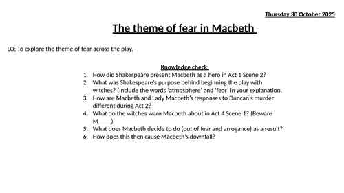 The Theme of Fear in Macbeth