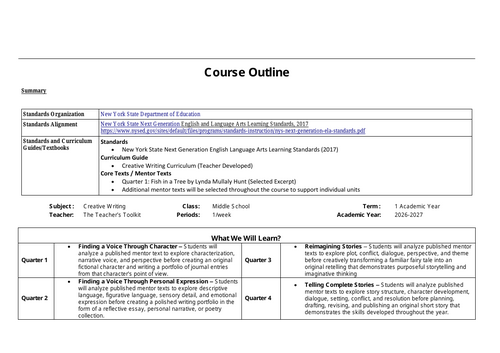 Creative Writing Course Overview