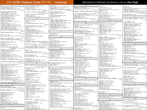 NEW OCR GCSE Classical Greek vocabulary list on one page