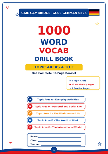 Cambridge IGCSE German 0525 – 1000 Word Vocab Drill Book