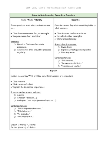 BTEC AAQ Early Childhood Development - Unit 2 - Aim D