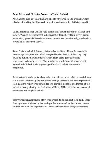 RE Year 5/6 Do Religious Worldviews Change Overtime? -Lesson 6