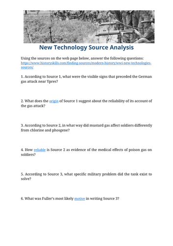 New Technology Source Analysis Worksheet
