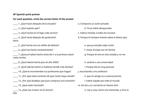 AP Spanish quick pretest