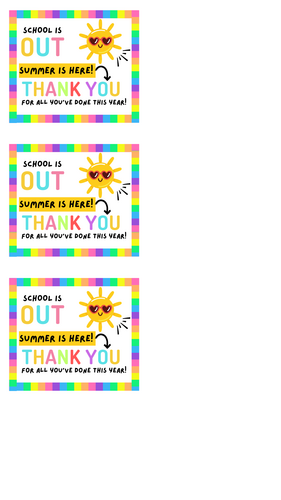 Summer End of Year Gift Tags