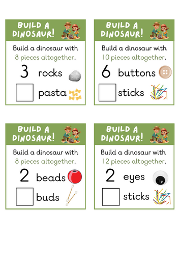 Playdough Build a Dinosaur Challenge Cards