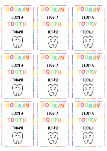 Labels for Lost Tooth Envelopes