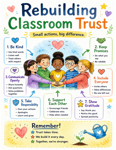 Rebuilding Classroom Trust I Educational Poster I Classroom Decor