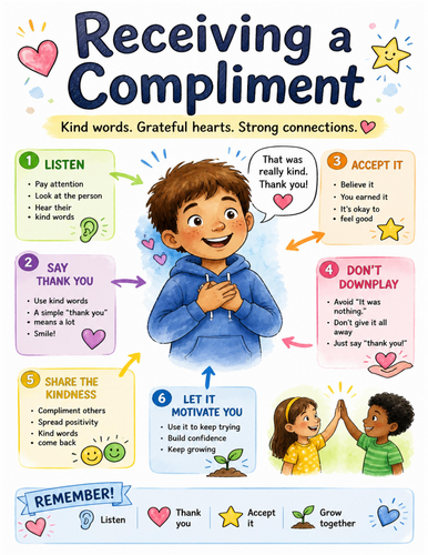 Receiving a Compliment I Educational Poster I Classroom Decor