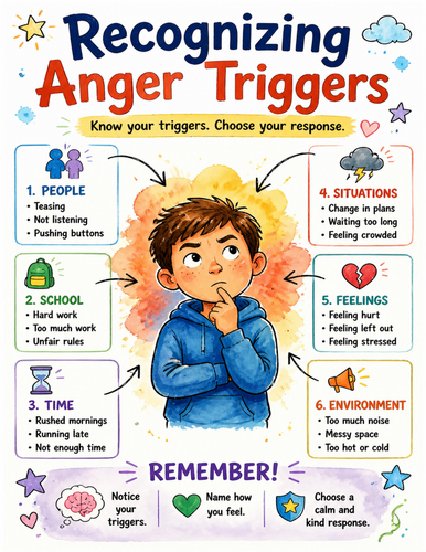 Recognizing Anger Triggers I Educational Poster I Classroom Decor