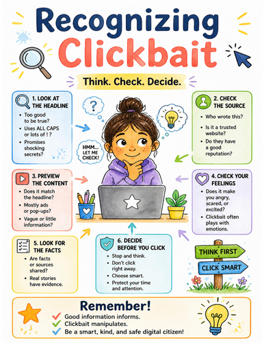 Recognizing Clickbait I Educational Poster I Classroom Decor