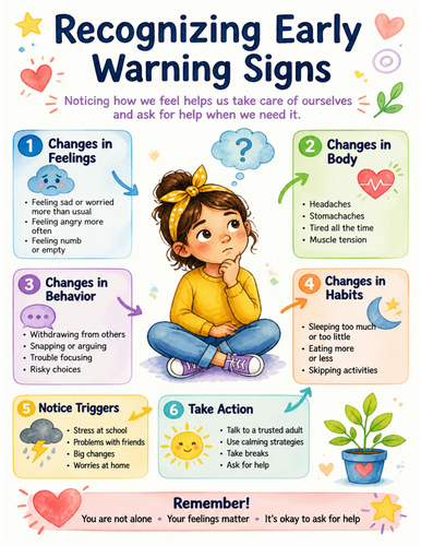 Recognizing Early Warning Signs I Educational Poster I Classroom Decor