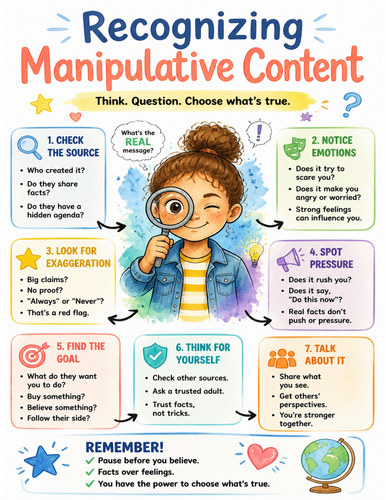 Recognizing Manipulative Content I Educational Poster I Classroom Decor