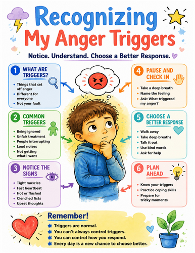 Recognizing My Anger Triggers I Educational Poster I Classroom Decor
