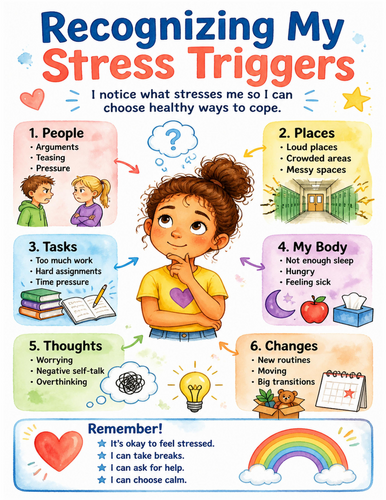 Recognizing My Stress Triggers I Educational Poster I Classroom Decor