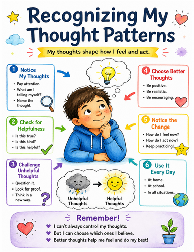 Recognizing My Thought Patterns I Educational Poster I Classroom Decor