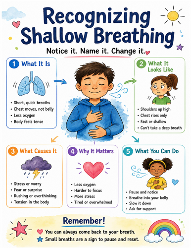 Recognizing Shallow Breathing I Educational Poster I Classroom Decor