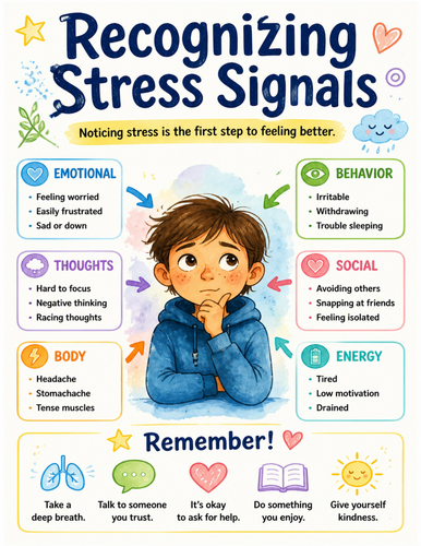 Recognizing Stress Signals I Educational Poster I Classroom Decor