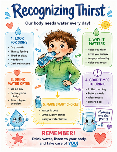 Recognizing Thirst I Educational Poster I Classroom Decor
