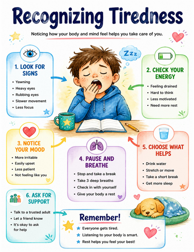 Recognizing Tiredness I Educational Poster I Classroom Decor