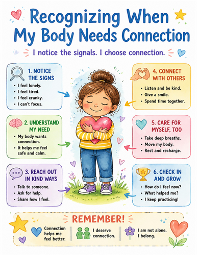 Recognizing When My Body Needs Connection I Educational Poster I Classroom Decor