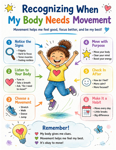 Recognizing When My Body Needs Movement I Educational Poster I Classroom Decor