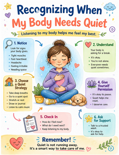 Recognizing When My Body Needs Quiet I Educational Poster I Classroom Decor