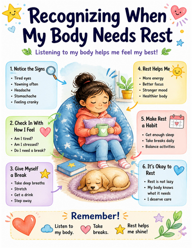 Recognizing When My Body Needs Rest I Educational Poster I Classroom Decor