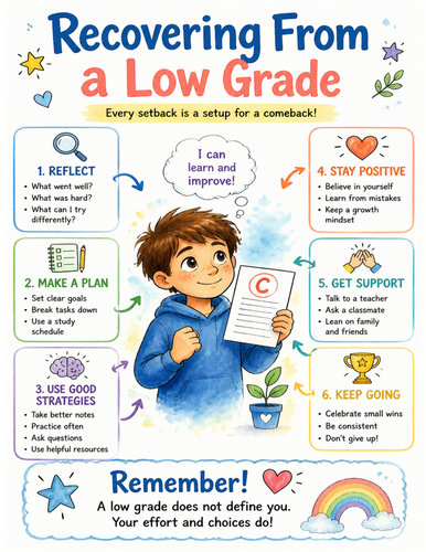 Recovering From a Low Grade I Educational Poster I Classroom Decor