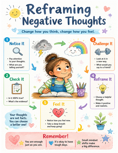 Reframing Negative Thoughts I Educational Poster I Classroom Decor