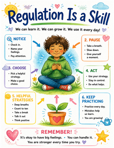 Regulation Is a Skill I Educational Poster I Classroom Decor