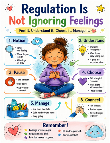 Regulation Is Not Ignoring Feelings I Educational Poster I Classroom Decor