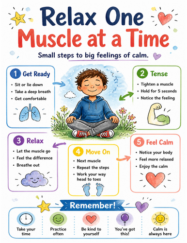 Relax One Muscle at a Time I Educational Poster I Classroom Decor