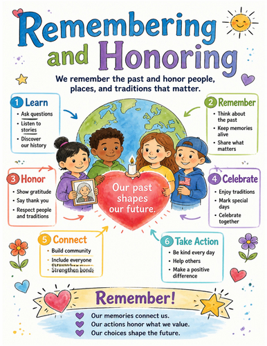 Remembering and Honoring I Educational Poster I Classroom Decor