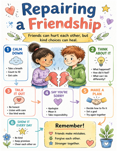 Repairing a Friendship I Educational Poster I Classroom Decor