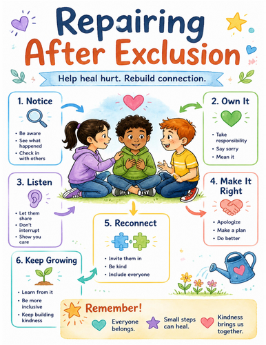 Repairing After Exclusion I Educational Poster I Classroom Decor