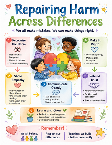 Repairing Harm Across Differences I Educational Poster I Classroom Decor