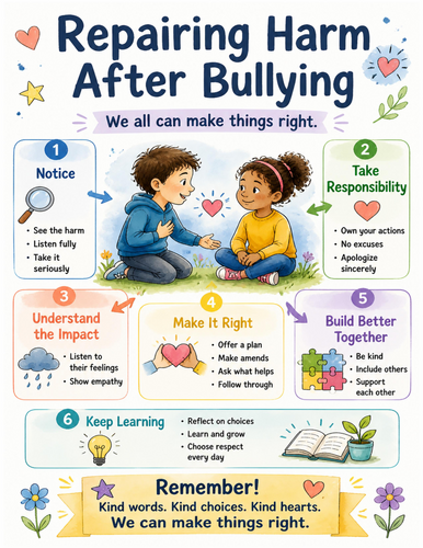 Repairing Harm After Bullying I Educational Poster I Classroom Decor