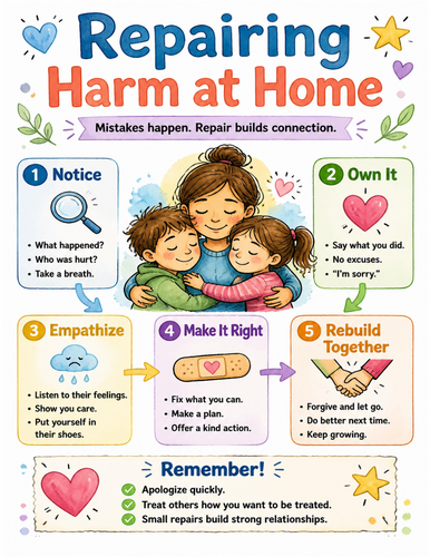 Repairing Harm at Home I Educational Poster I Classroom Decor