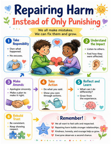 Repairing Harm Instead of Only Punishing I Educational Poster I Classroom Decor