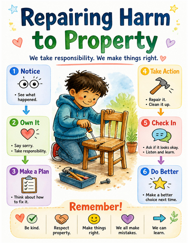 Repairing Harm to Property I Educational Poster I Classroom Decor