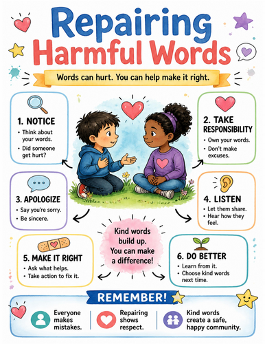 Repairing Harmful Words I Educational Poster I Classroom Decor