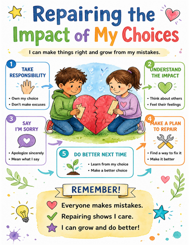 Repairing the Impact of My Choices I Educational Poster I Classroom Decor