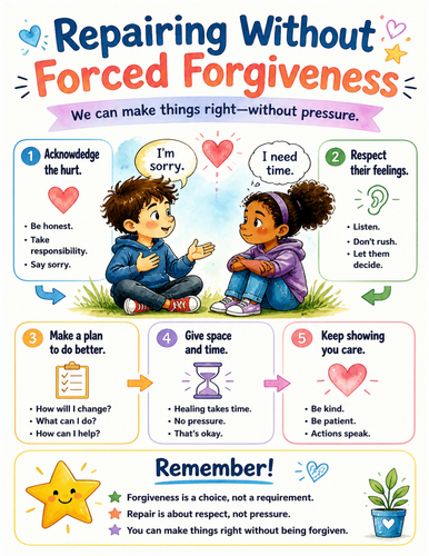 Repairing Without Forced Forgiveness I Educational Poster I Classroom Decor