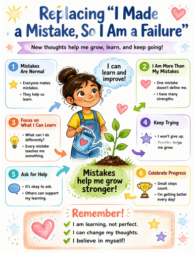 Replacing “I Made a Mistake, So I Am a Failure” I Educational Poster I Classroom Decor