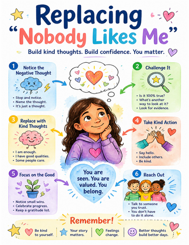Replacing “Nobody Likes Me” I Educational Poster I Classroom Decor